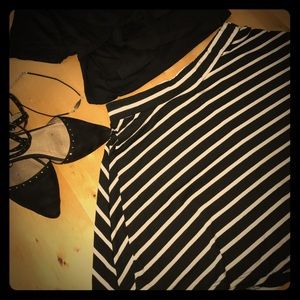 Black&White Striped Mini Skirt